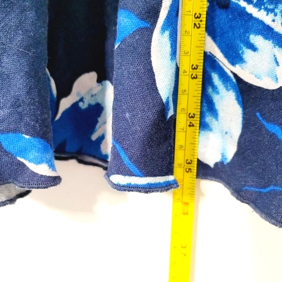 Julie Mitchell Fit Flare Maxi Skirt Blue Tropical Floral Linen Blend Lighweight - Picture 8 of 10